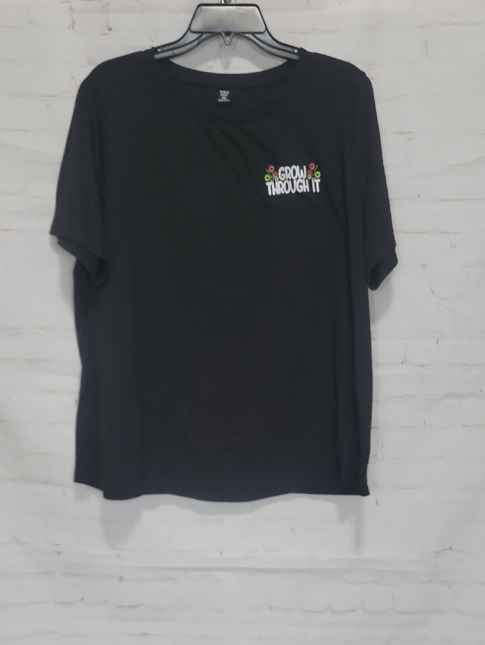 4/$20 SHEIN Black Short-Sleeve 'Grow Through It' Graphic Tee